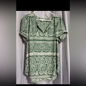 Green Paisley Print Blouse